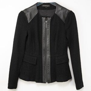 Nanette Lepore Jacket Leather Classic Tailored Textured Black Size 4